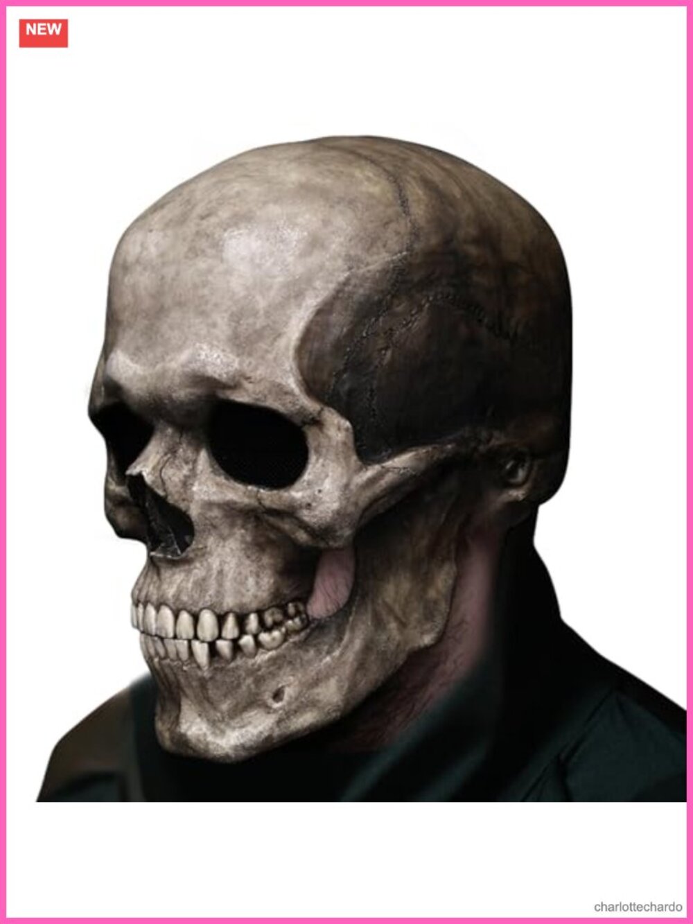Adult Latex Skull Mask Moving Jaw Full Head Halloween Cosplay Prop